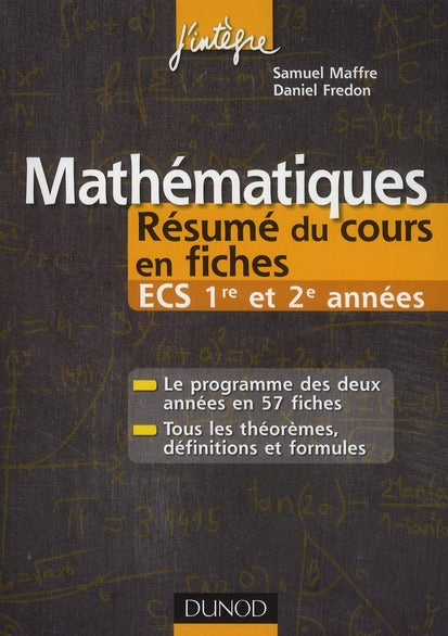 Mathématiques ; ECS 1ère/2e année ; résumé du cours en fiches