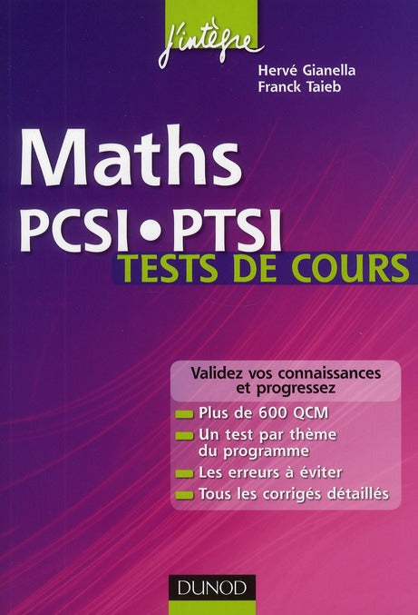 Maths ; tests de cours PCSI-PTSI