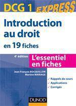 DCG 1 ; introduction au droit en 19 fiches (4e édition)