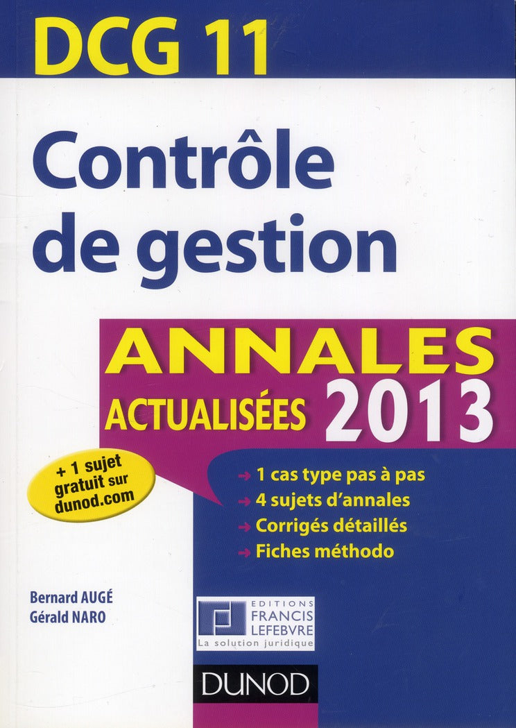 DCG 11 ; contrôle de gestion ; annales actualisées (édition 2013)