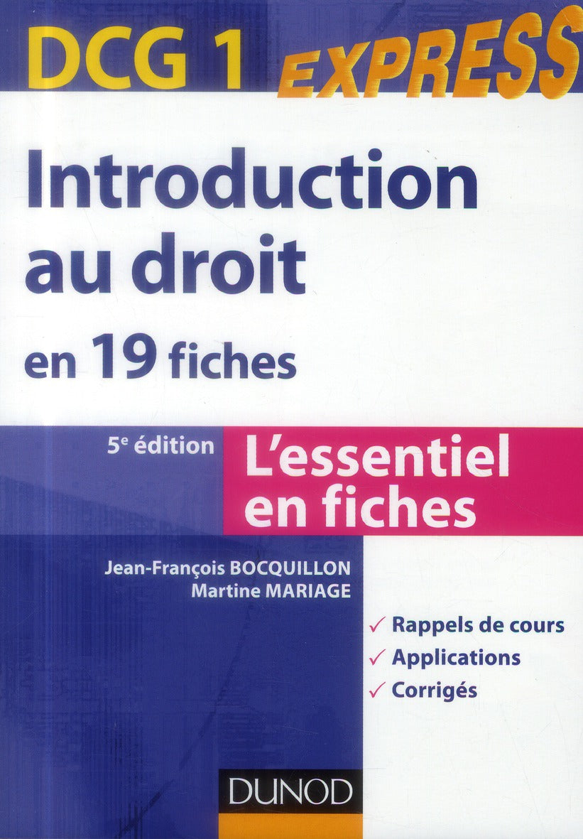 DCG 1 ; introduction au droit en 19 fiches (5e édition)