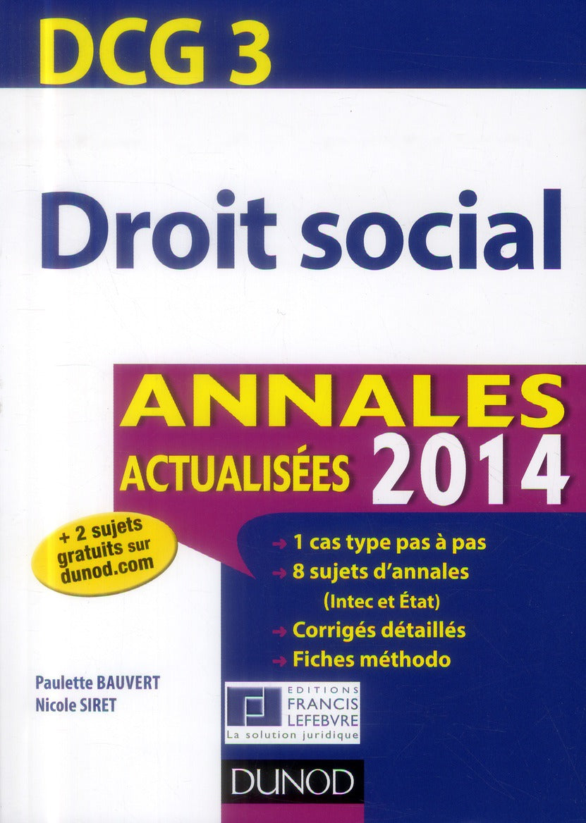 DCG 3 ; droit social ; annales actualisées (édition 2014)