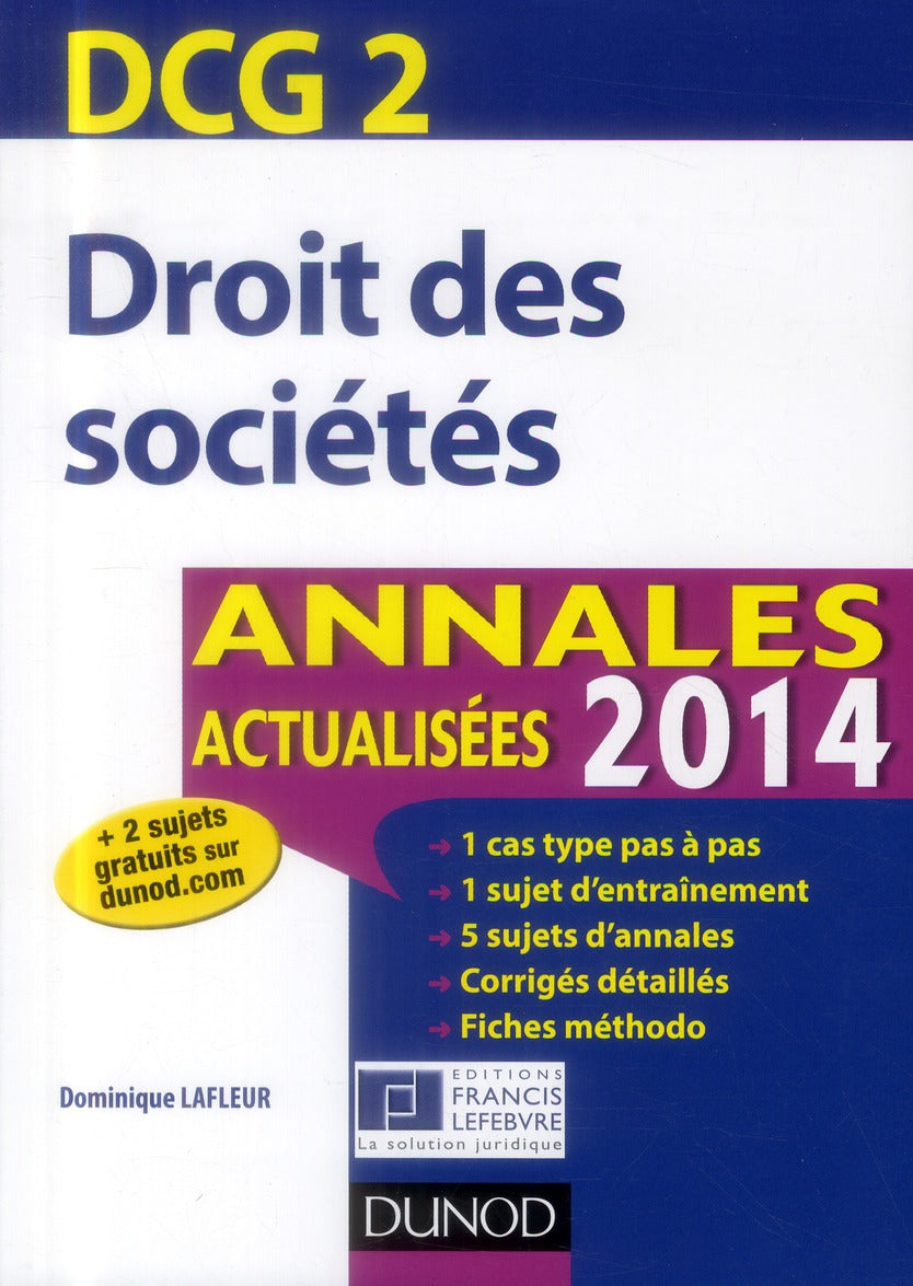 DCG 2 ; droit des sociétés ; annales actualisées (édition 2014)