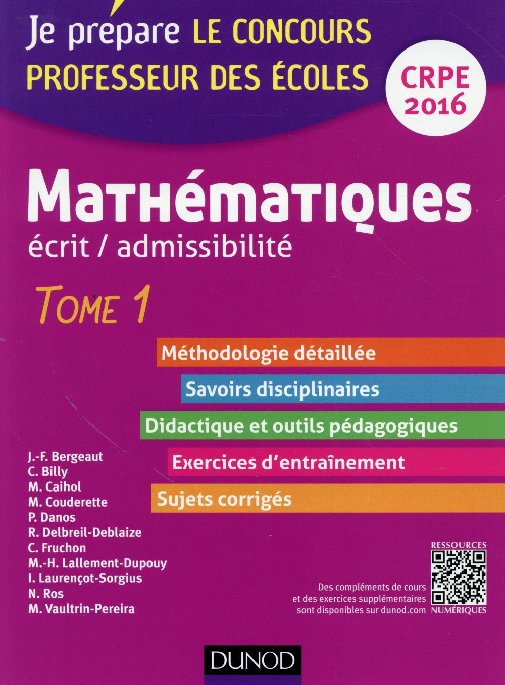 Je prépare : mathématiques ; professeur des écoles ; écrit d'admissibilté ; CRPE 2016 (4e édition)