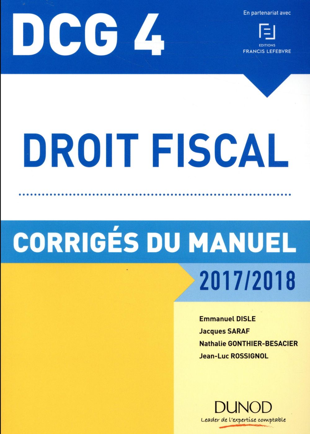 DCG4 ; droit fiscal ; corrigés du manuel (édition 2017/2018)