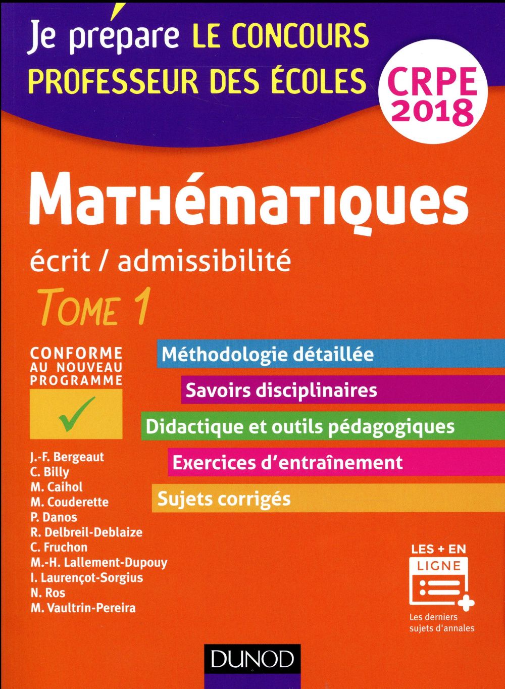 Je prépare : mathématiques ; professeur des écoles ; écrit / admissibilité ; CRPE Tome 1 (édition 2018)