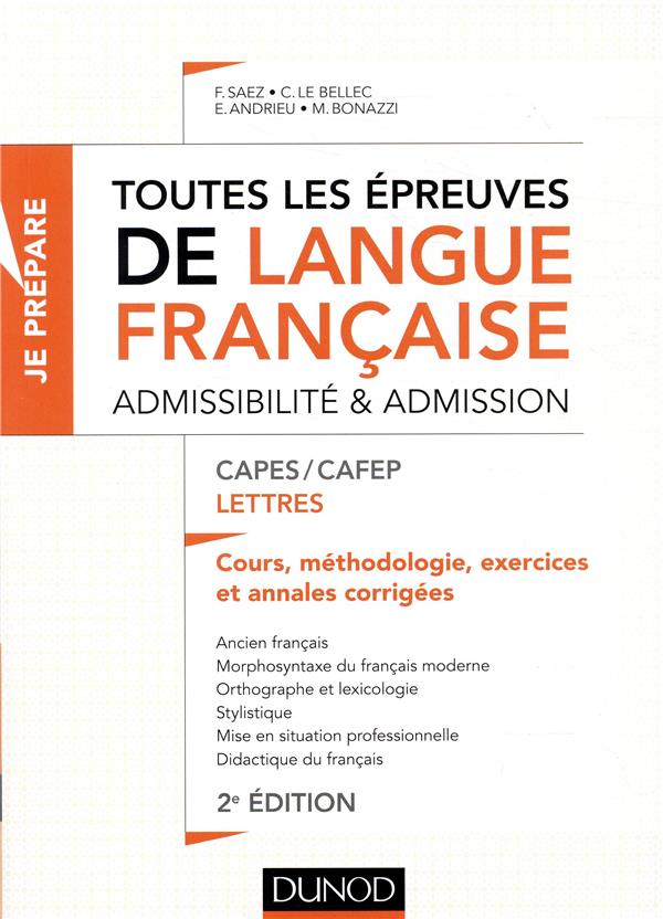 Toutes les épreuves de langue française ; admissibilité et admission ; CAPES/CAFEP lettres