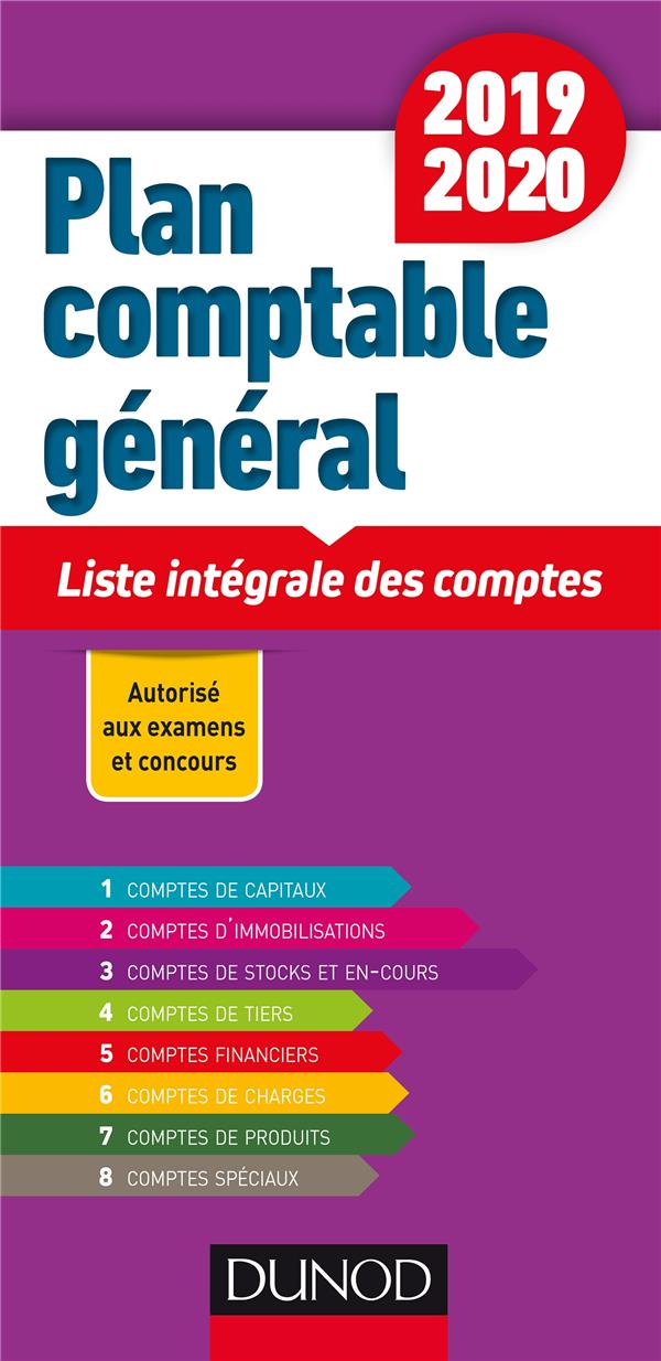 Plan comptable général ; liste intégrale des comptes (édition 2019/2020)