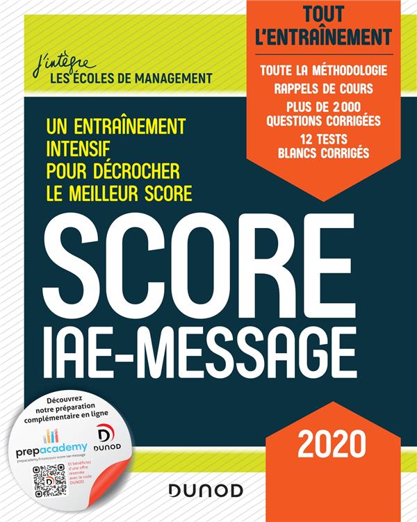 Score IAE-message : tout l'entraînement (édition 2020)