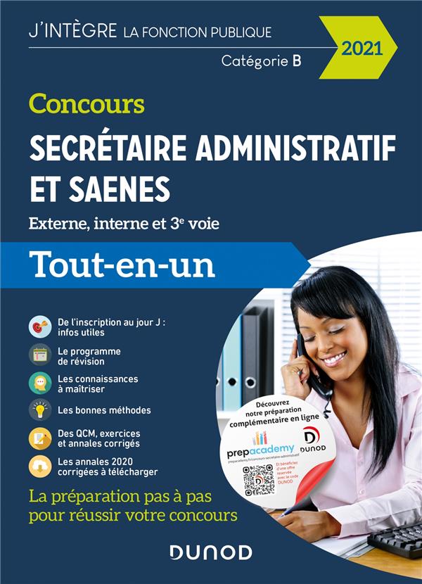 Concours secrétaire administratif et SAENES ; externe, interne et 3e voie ; tout-en-un (édition 2021)