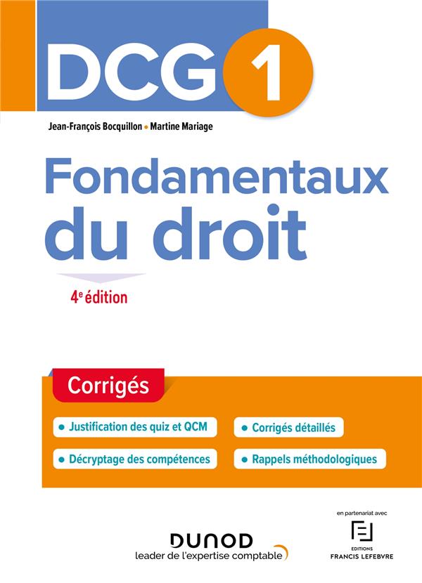 DCG 1 : fondamentaux du droit ; corrigés (4e édition)