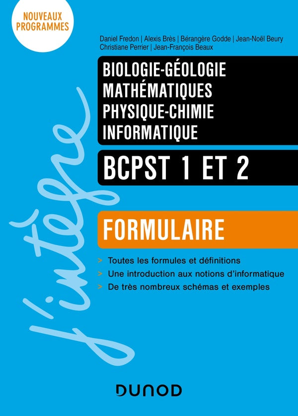 Biologie - géologie - maths - physique-chimie - informatique ; BCPST 1 et 2 ; formulaire