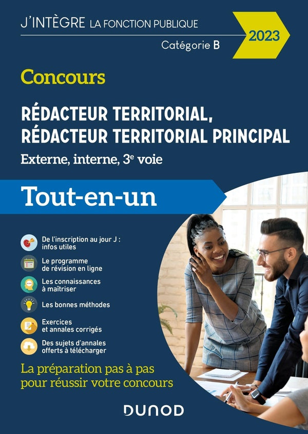 Concours rédacteur territorial, rédacteur territorial principal ; externe, interne et 3e voie ; catégorie B ; tout en un (édition 2023)