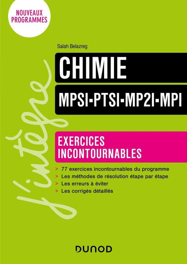Chimie ; MPSI-PTSI-MP2I-MPI ; exercices incontournables