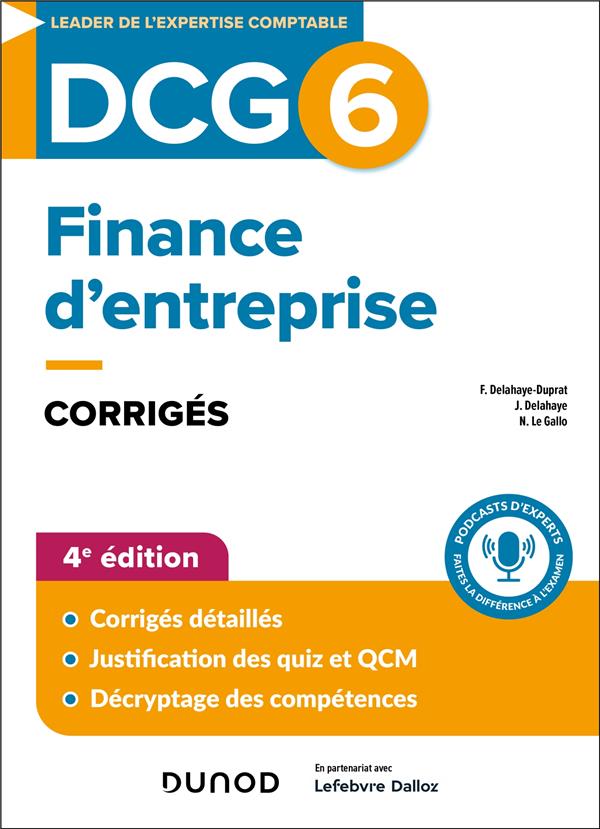 DCG 6 : Finance d'entreprise ; Corrigés (édition 2024/2025)