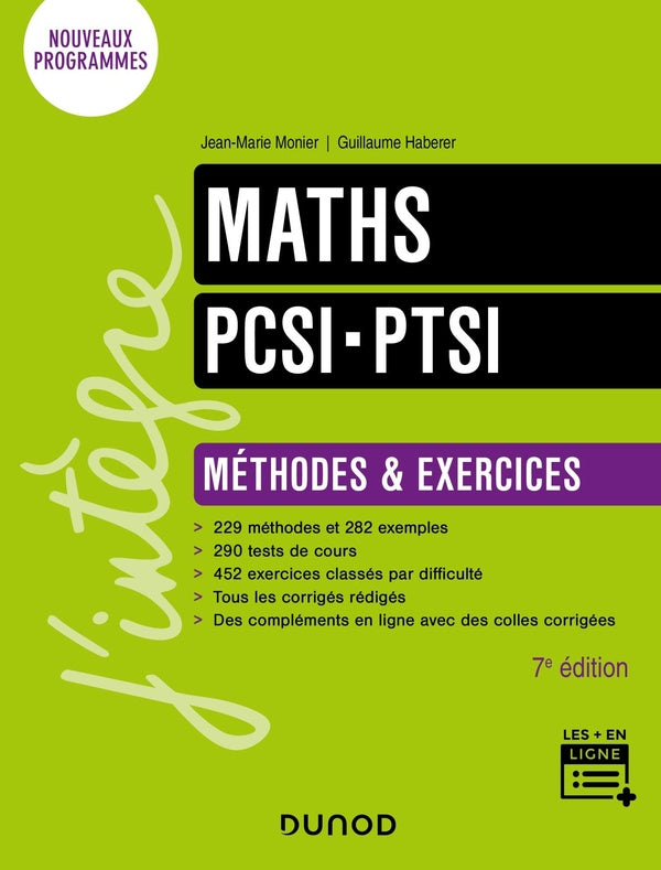 Maths PCSI-PTSI ; Méthodes et exercices (7e édition)