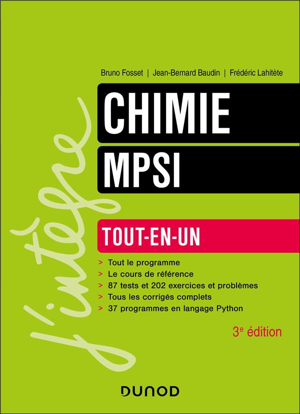 Chimie ; MPSI ; Tout-en-un (3e édition)