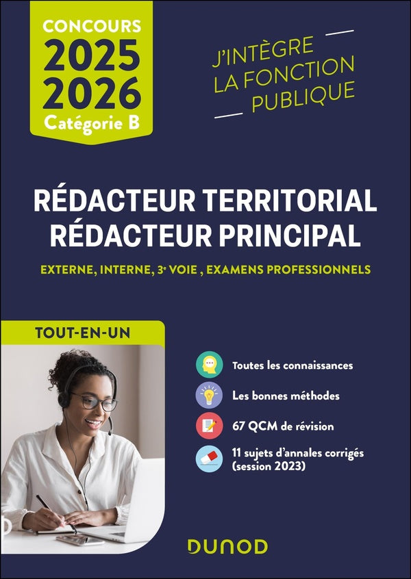 Concours Rédacteur territorial, Rédacteur principal ; Externe, interne et 3e voie ; Tout en un (édition 2025/2026)