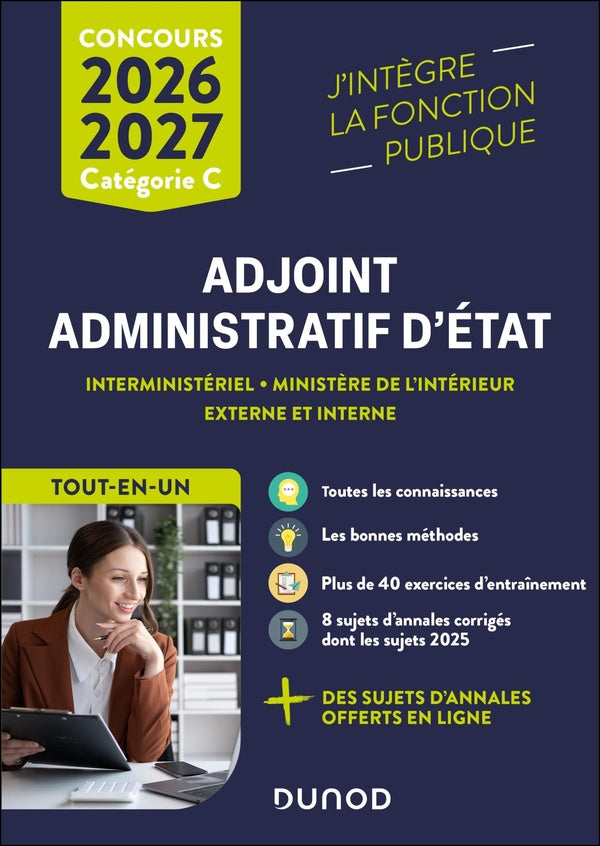 Concours Adjoint administratif d'Etat ; Externe et interne ; Tout-en-un (édition 2026)