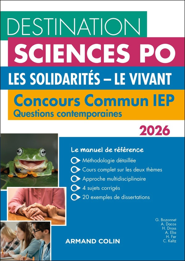 Destination Sciences Po : Questions contemporaines ; Concours commun IEP : Les solidarités - Le vivant (édition 2026)