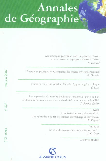 Revue Annales de géographie n.637 (édition 2004)