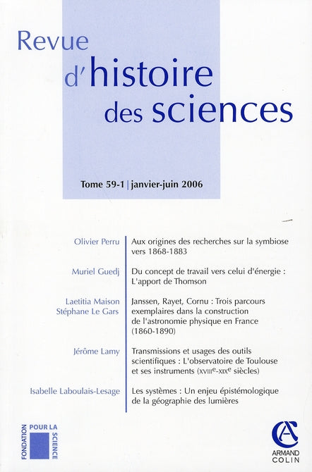 Revue d'histoire des sciences n.59