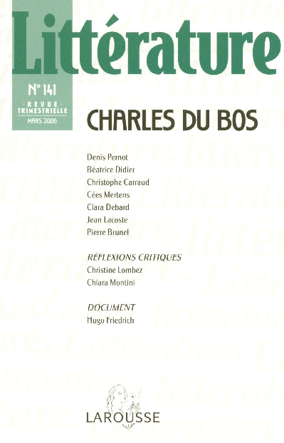 Litterature t.141 ; charles du bos