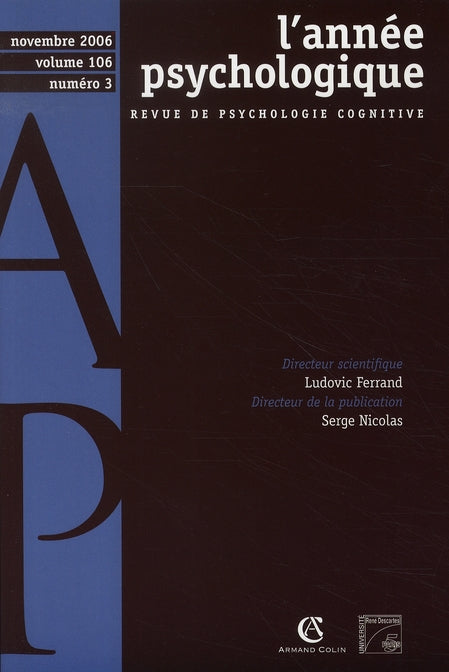 REVUE L'ANNEE PSYCHOLOGIQUE n.106