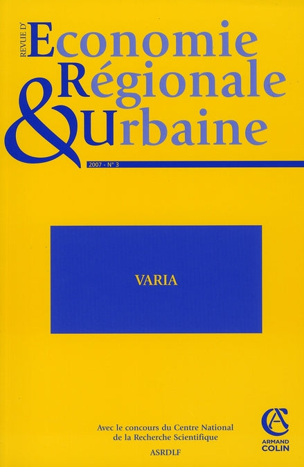 économie régionale et urbaine ; 3/2007