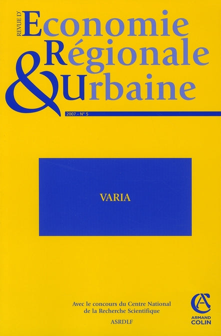 Revue d'économie régionale et urbaine