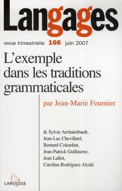 Revue langages n.166 : l'exemple dans les traditions grammaticales (édition 2/2007)