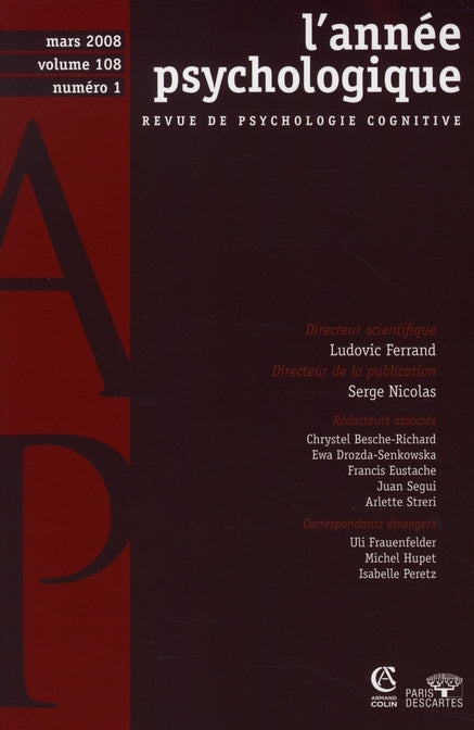 REVUE L'ANNEE PSYCHOLOGIQUE n.108