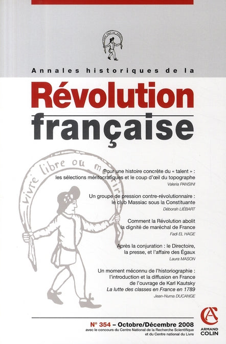 Annales historiques de la révolution française n.354 : pour une histoire concrète du "talent"