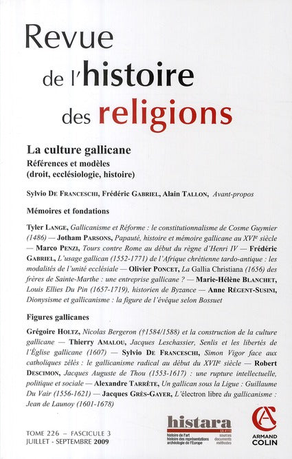Revue de l'histoire des religions n.226/3 : la culture gallicane