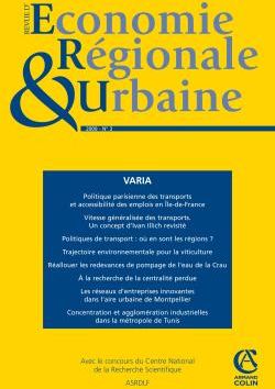 Revue d'économie régionale et urbaine n.2009/3