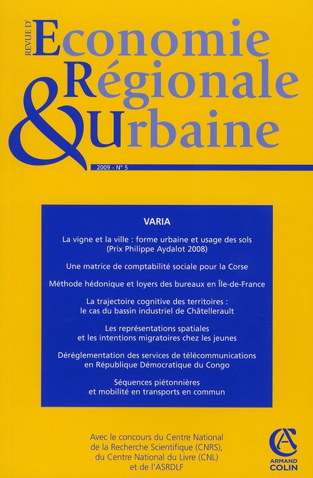 Revue d'économie régionale et urbaine n.5 : la vigne et la ville (édition 2009)