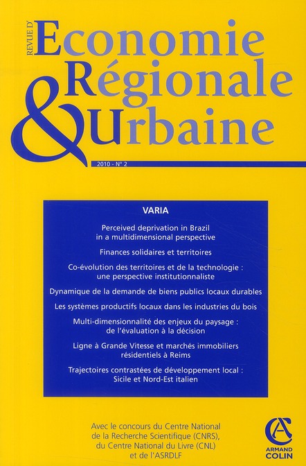 Revue d'économie régionale et urbaine n.2 : 2010