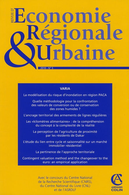 Revue d'économie régionale et urbaine n.5 : varia (2010)