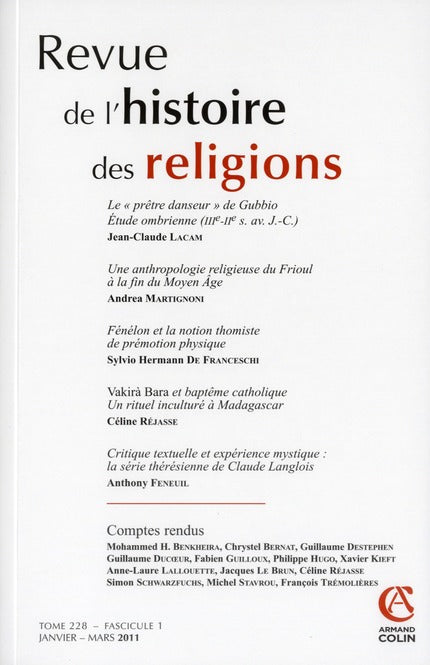 Revue de l'histoire des religions n.228/1