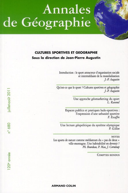 Revue Annales de géographie n.680 : cultures sportives et spatialités contemporaines