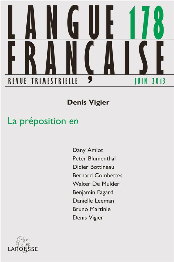 Langue française n.178 : la préposition en