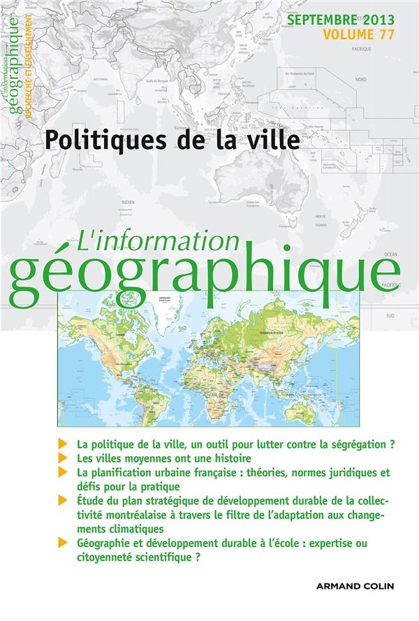 L'information géographique n.77 : politiques de la ville