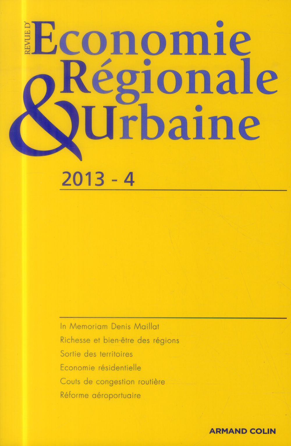 Revue d'économie régionale et urbaine n.4