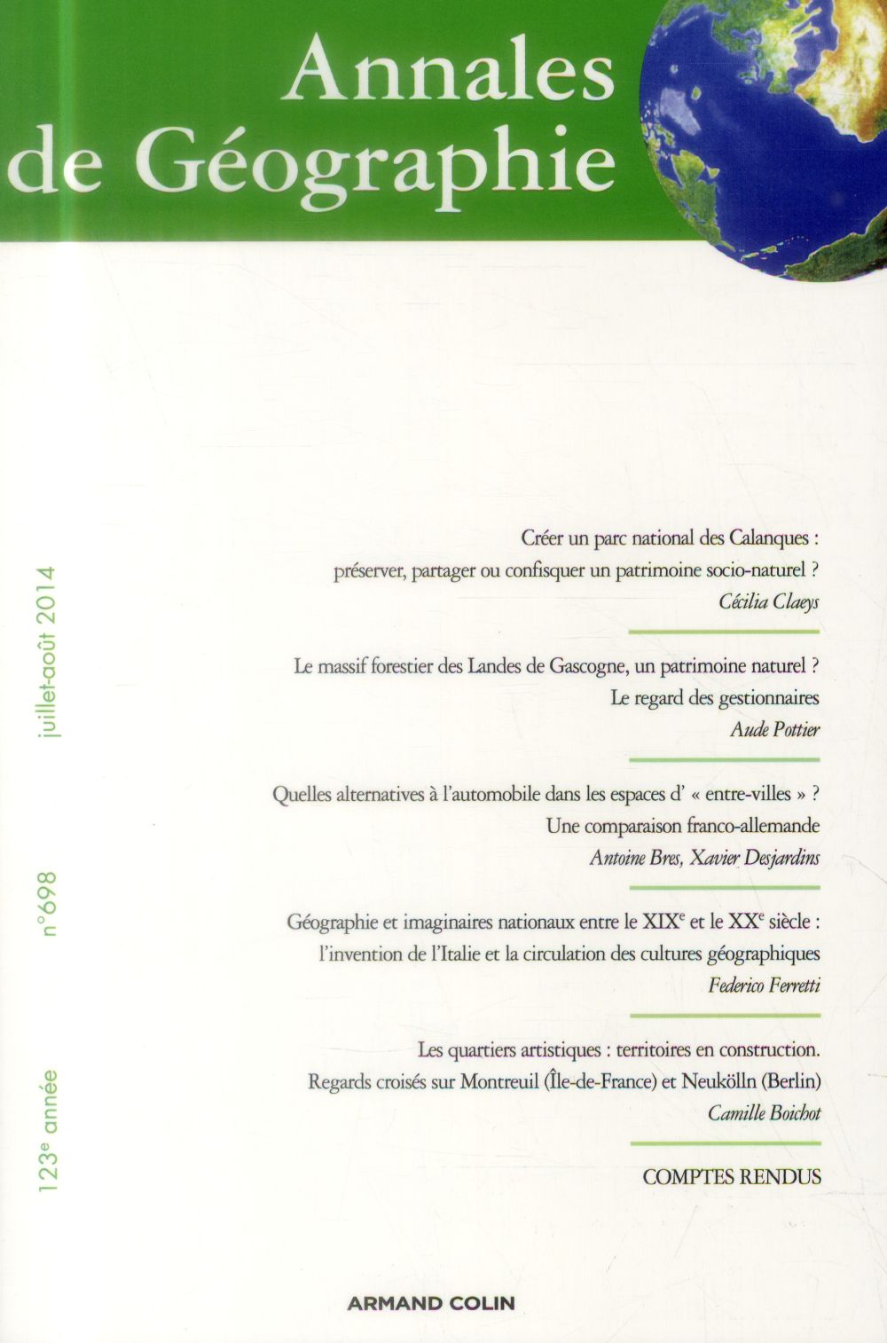 Revue Annales de géographie n.698