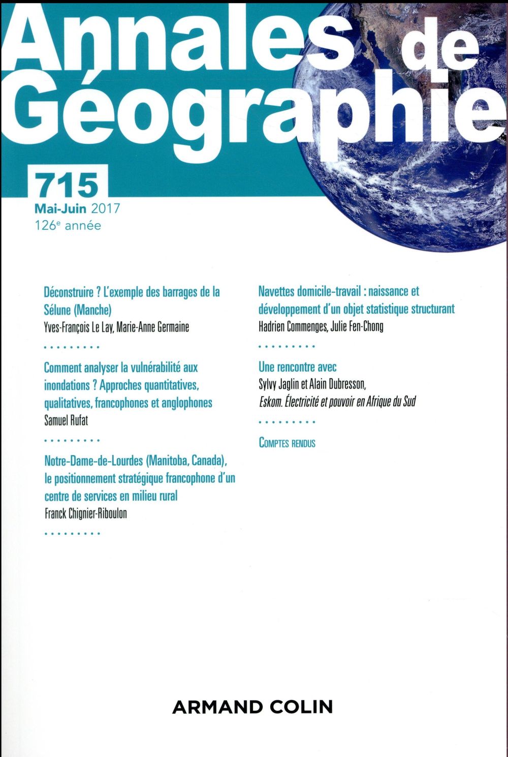 Revue Annales de géographie n.715 : 3/2017