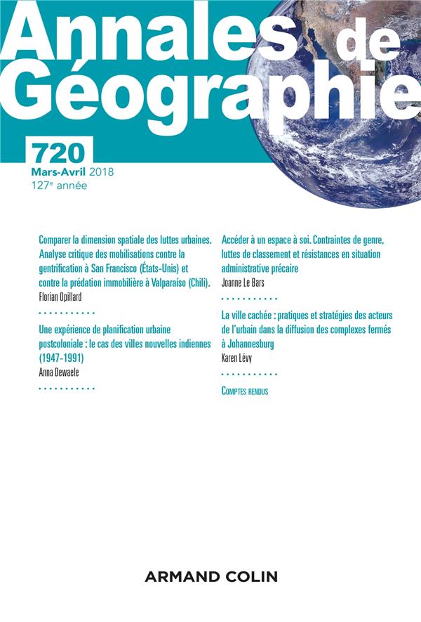 Revue Annales de géographie n.720 : 2/2018