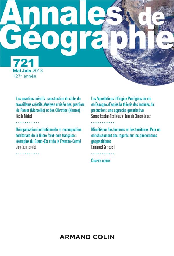 Revue Annales de géographie n.721 : mai-juin 2018