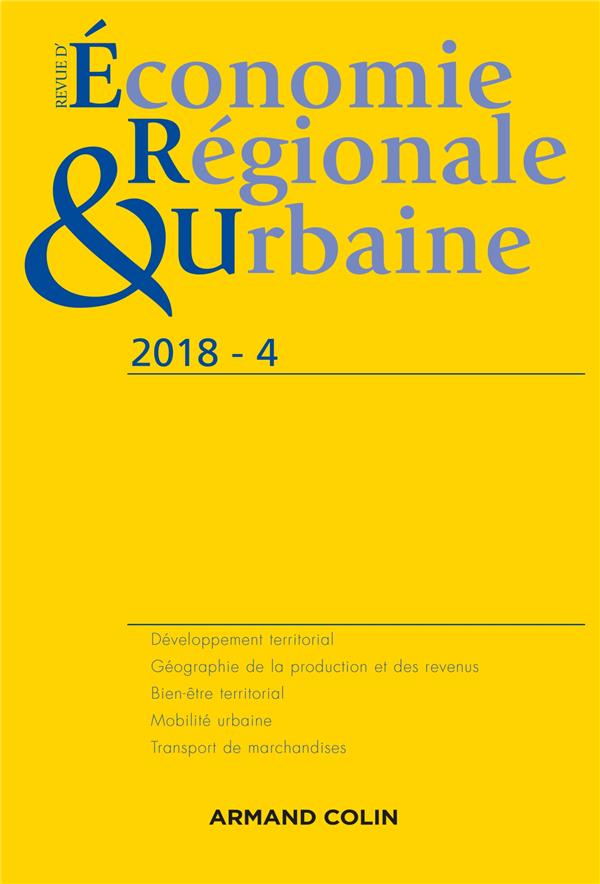 Revue d'économie régionale et urbaine n.2018-4 : varia