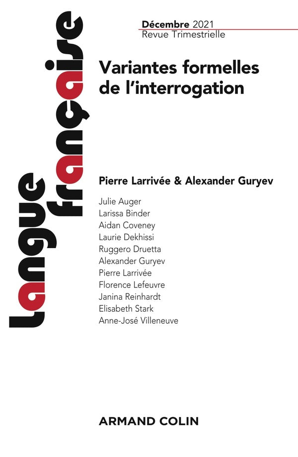 Langue française n.212 : variantes formelles de l'interrogation