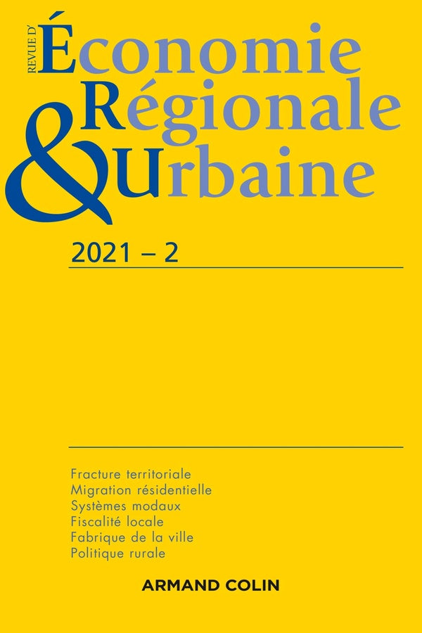 Revue d'économie régionale et urbaine n.2021-2 : varia